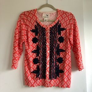 Anthropologie Embroidered Cardigan